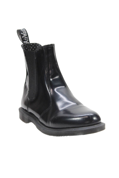 Dr. Martens Womens Patent Leather Stretch Inset Ankle Boots Black Size 9