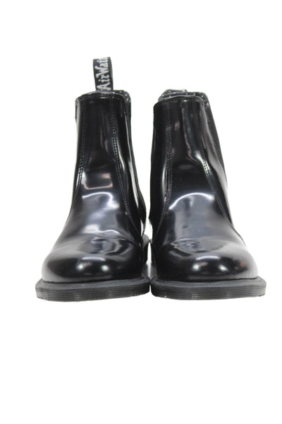 Dr. Martens Womens Patent Leather Stretch Inset Ankle Boots Black Size 9