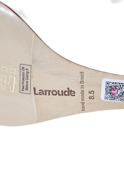 Larroude Womens Patent Leather Pointed Toe Slingbacks Wedges White Size 8.5