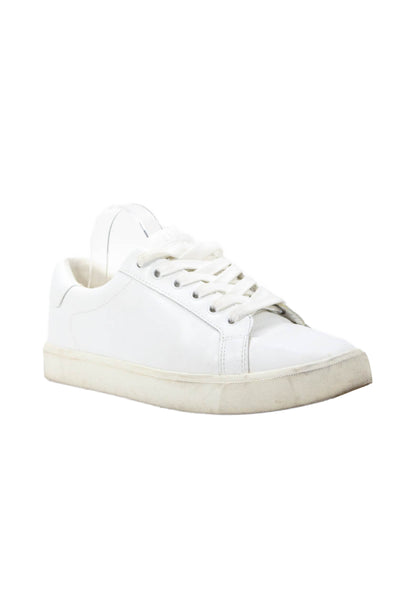 Sam Edelman Womens Leather Low Top Lace Up Ethyl Sneakers White Size 9.5 Medium