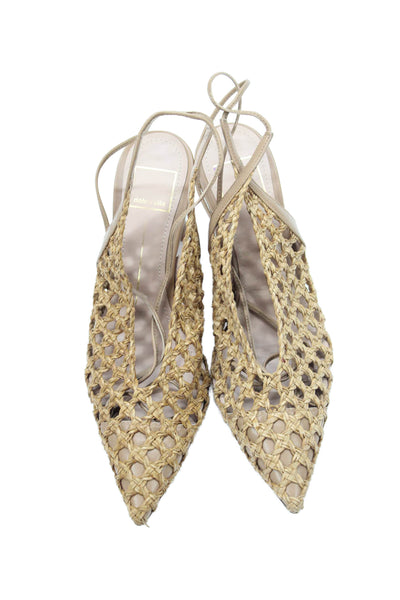 Dolce Vita Womens Lace Up Pointed Toe Slingbacks Pumps Brown Size 9
