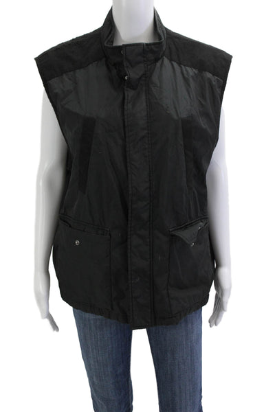 Michael Kors Mens Windbreaker Vest Black Snap High Neck Sleeveless Size XL