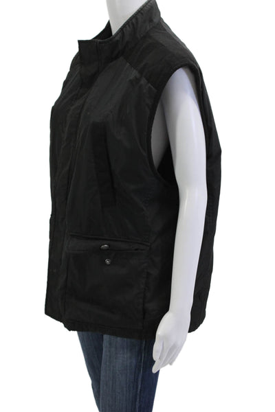 Michael Kors Mens Windbreaker Vest Black Snap High Neck Sleeveless Size XL