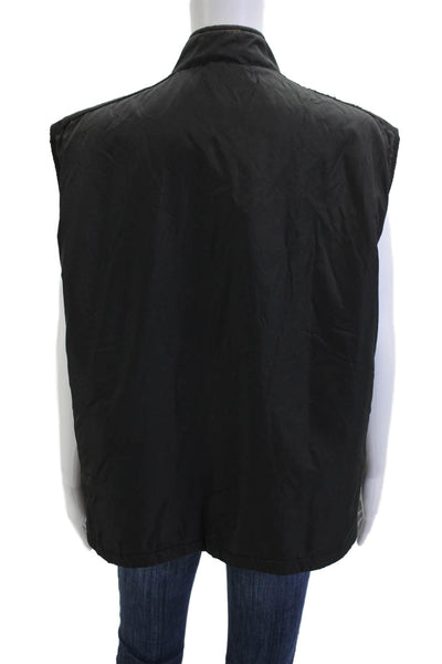 Michael Kors Mens Windbreaker Vest Black Snap High Neck Sleeveless Size XL