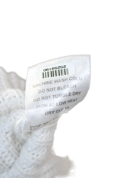 One Grey Day Women White Cotton V-Neck Cardigan Button Long Sleeve Size L