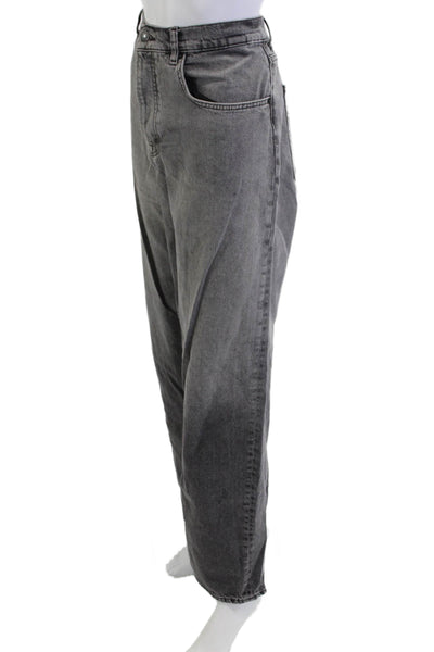 Zara Womens Wide-Leg Gray Denim High Rise Jeans Button 31in Inseam Size 12