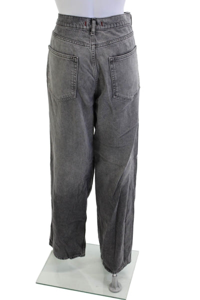 Zara Womens Wide-Leg Gray Denim High Rise Jeans Button 31in Inseam Size 12