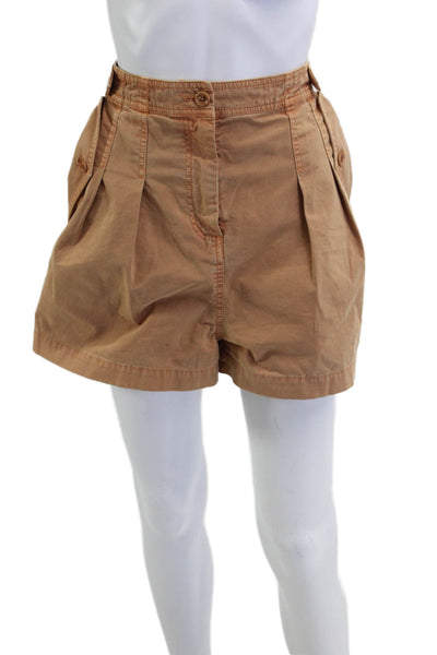 Ulla Johnson Unisex Chino Shorts Brown 100% Cotton Button Size 12