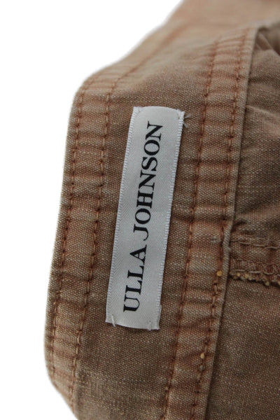 Ulla Johnson Unisex Chino Shorts Brown 100% Cotton Button Size 12