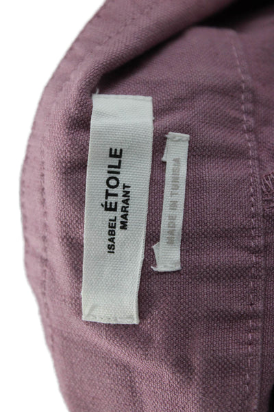 Isabel Marant Etoile Unisex Chino Shorts Purple Cotton Linen Buckle Size 40