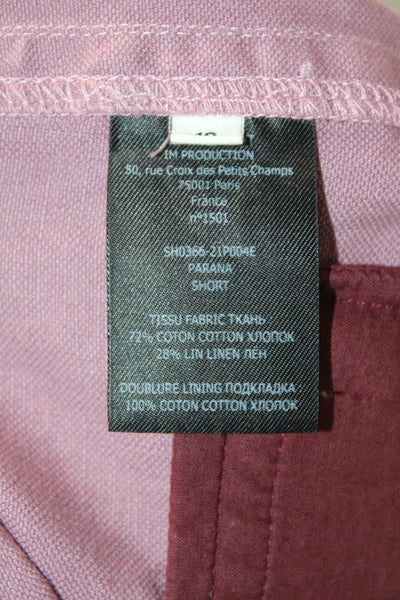 Isabel Marant Etoile Unisex Chino Shorts Purple Cotton Linen Buckle Size 40