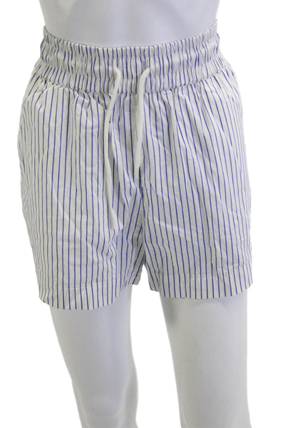 Frame Unisex Striped Beach Drawstring Shorts White Cotton Blend Size L
