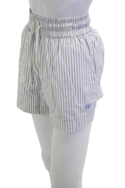 Frame Unisex Striped Beach Drawstring Shorts White Cotton Blend Size L
