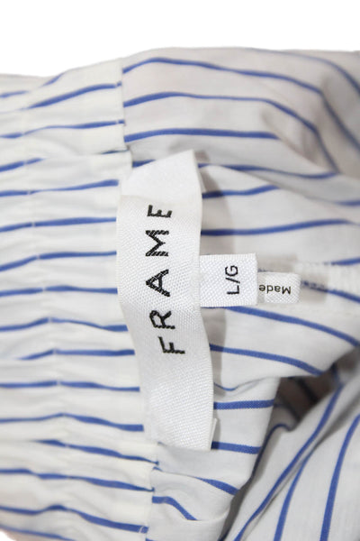 Frame Unisex Striped Beach Drawstring Shorts White Cotton Blend Size L