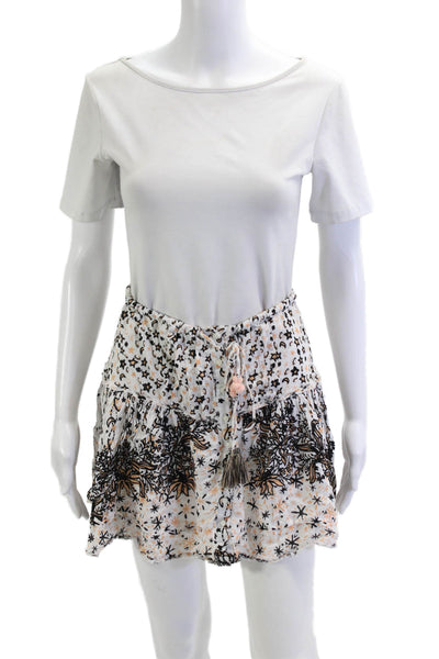 Poupette St. Barth Women Mini Peasant Skort Beige Viscose Short Size S
