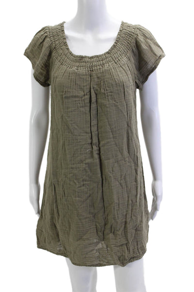 Michael Stars Women Shift T Shirt Dress Green Cotton Short Sleeve Size M