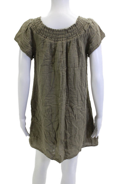Michael Stars Women Shift T Shirt Dress Green Cotton Short Sleeve Size M