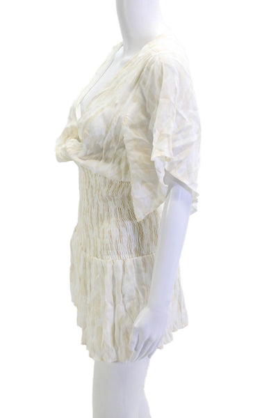Blush Womens Blouson Mini Dress Beige V-Neck Zip 100% Polyester Size M
