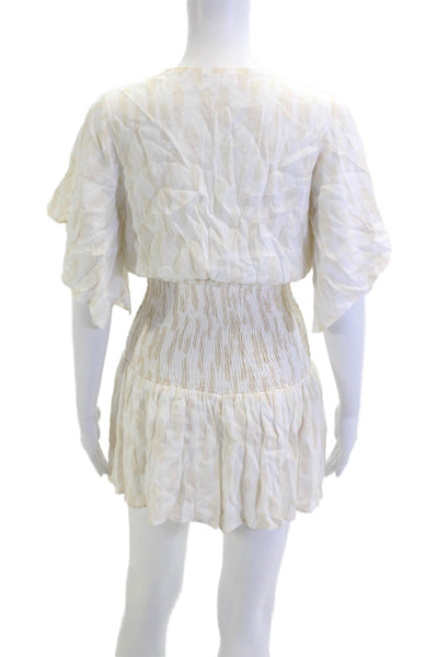 Blush Womens Blouson Mini Dress Beige V-Neck Zip 100% Polyester Size M