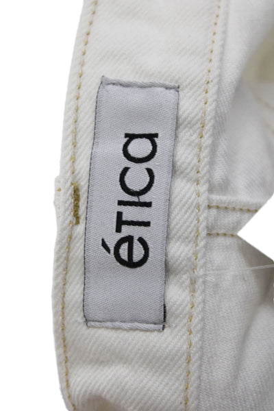Etica Women Cropped Mom Jeans White Mid Rise Button Fly Size 25
