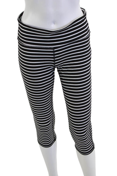 Athleta Womens Black Striped Capri Leggings Size M