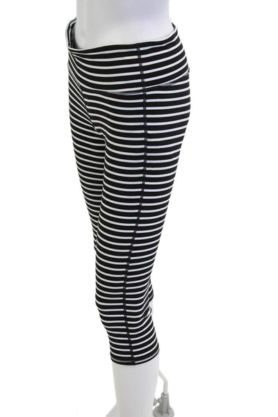 Athleta Womens Black Striped Capri Leggings Size M