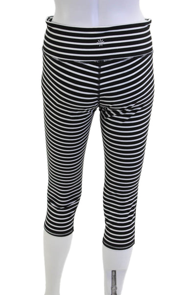 Athleta Womens Black Striped Capri Leggings Size M