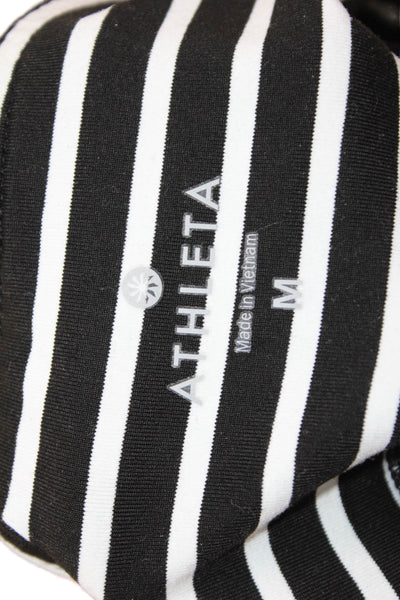Athleta Womens Black Striped Capri Leggings Size M