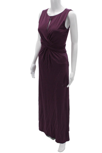 Trina Turk Womens Maxi Sheath Dress Purple Sleeveless Round Neck Size 4