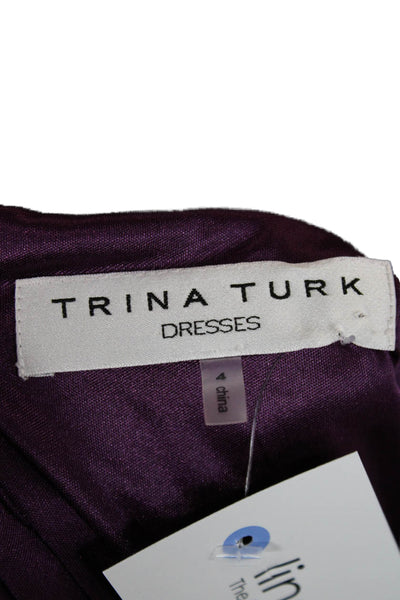 Trina Turk Womens Maxi Sheath Dress Purple Sleeveless Round Neck Size 4