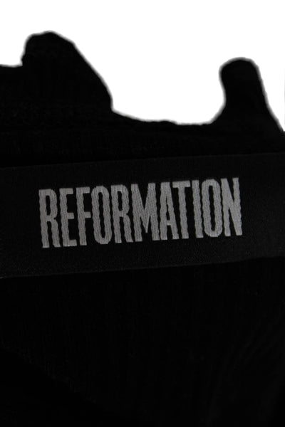 Reformation Womens Cropped T Shirt Black Round Neck Short Sleeve Size S