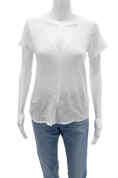 Project Social T Women Basic V-Neck White Short Sleeve T-Shirt Size XS