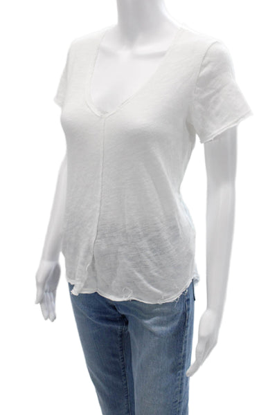 Project Social T Women Basic V-Neck White Short Sleeve T-Shirt Size XS