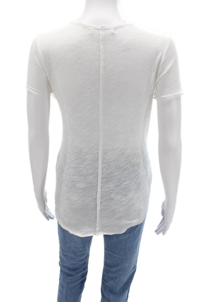 Project Social T Women Basic V-Neck White Short Sleeve T-Shirt Size XS