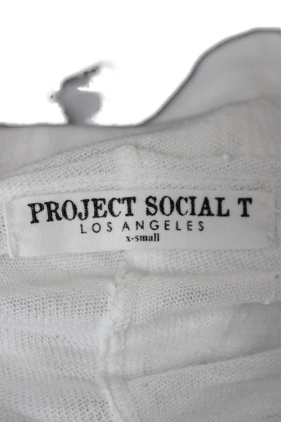 Project Social T Women Basic V-Neck White Short Sleeve T-Shirt Size XS
