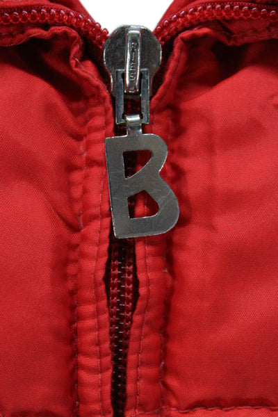 Bogner Womens Bomber Puffer Quilted Jacket Red Goose Down Collared Size S