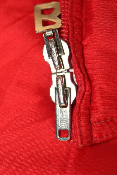 Bogner Womens Bomber Puffer Quilted Jacket Red Goose Down Collared Size S