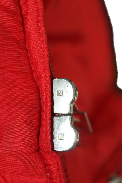 Bogner Womens Bomber Puffer Quilted Jacket Red Goose Down Collared Size S