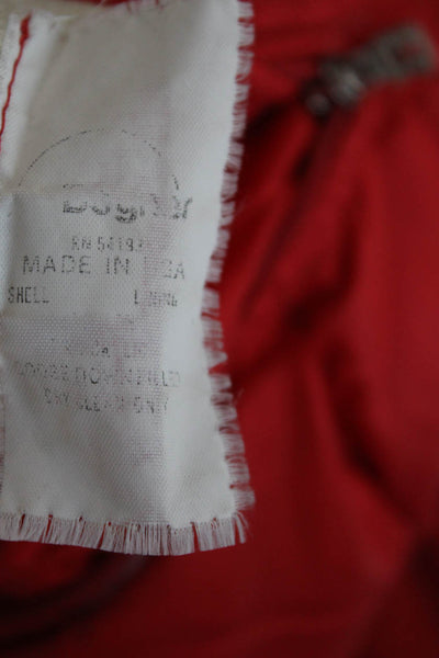 Bogner Womens Bomber Puffer Quilted Jacket Red Goose Down Collared Size S