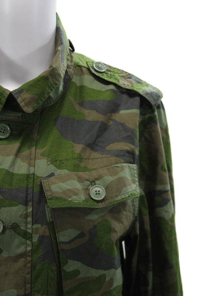 J Crew Mens Military Jacket Green Camouflage Cotton Size L
