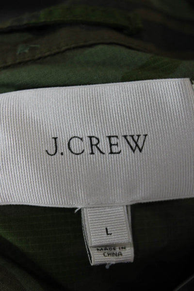 J Crew Mens Military Jacket Green Camouflage Cotton Size L