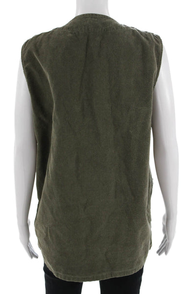 Hartford Unisex Military Vest Camouflage Green Cotton V-Neck Size L
