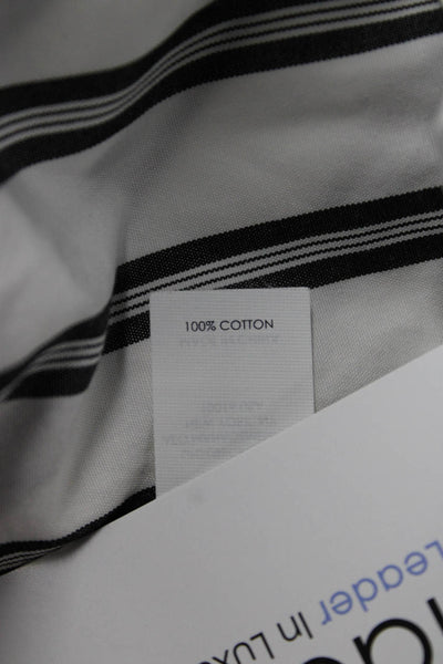 Unsubscribed Unisex Point Collar Striped Cotton Button-Up Black Size XS