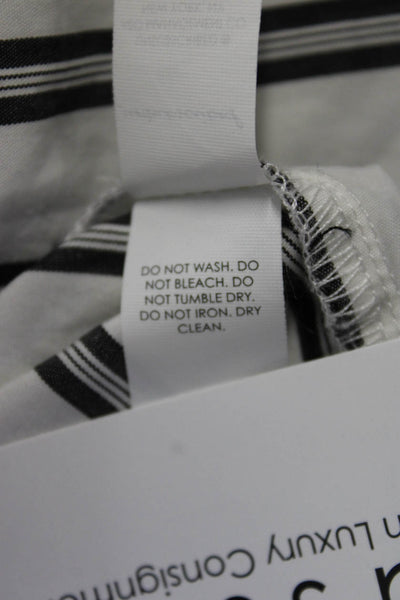 Unsubscribed Unisex Point Collar Striped Cotton Button-Up Black Size XS