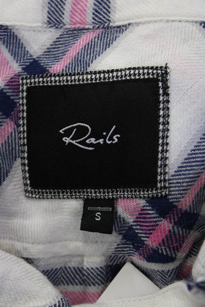 Rails Women Plaid Collared Button-Up Rayon Long Sleeve Top Petite Size S