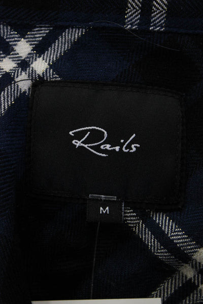 Rails Womens Collared Plaid Button-Up Dark Blue Long Sleeve 90s Size M