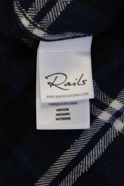 Rails Womens Collared Plaid Button-Up Dark Blue Long Sleeve 90s Size M