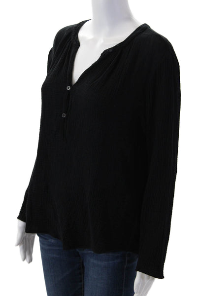 Velvet by Graham & Spencer Womens Black Cotton VNeck Long Sleeve Blouse Size S