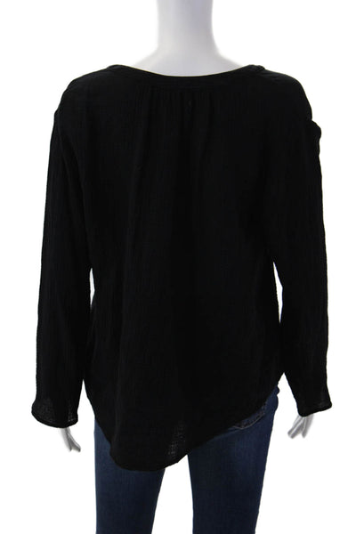 Velvet by Graham & Spencer Womens Black Cotton VNeck Long Sleeve Blouse Size S