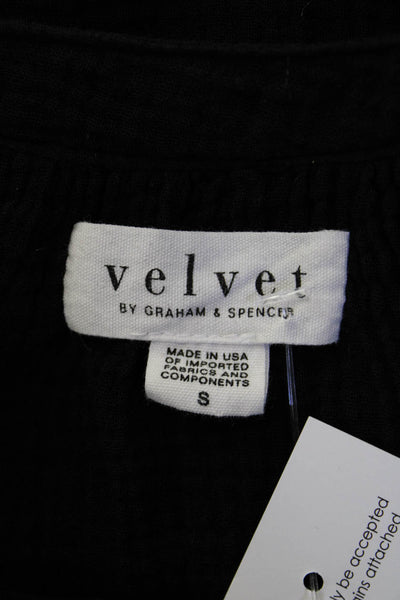 Velvet by Graham & Spencer Womens Black Cotton VNeck Long Sleeve Blouse Size S